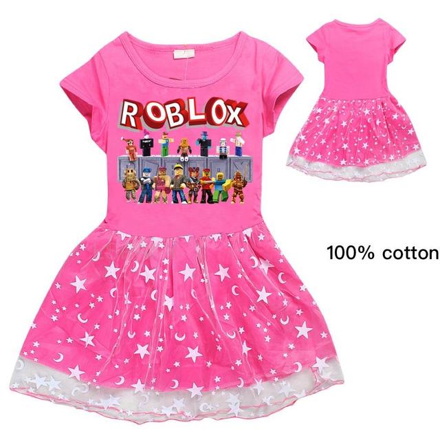 ROBLOX-Vestido de princesa manga curta feminino, roupa de criança